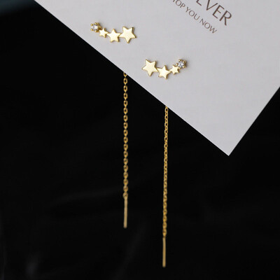 LATS Trend Long Wire Tassel Thread Chain Climb Star Heart Beads Pendants Drop Earrings γυναικεία ίσια κρεμαστά σκουλαρίκια Κοσμήματα