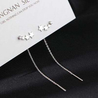 LATS Trend Long Wire Tassel Thread Chain Climb Star Heart Beads Pendants Drop Earrings γυναικεία ίσια κρεμαστά σκουλαρίκια Κοσμήματα