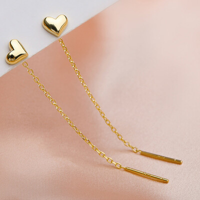 LATS Trend Long Wire Tassel Thread Chain Climb Star Heart Beads Pendants Drop Earrings γυναικεία ίσια κρεμαστά σκουλαρίκια Κοσμήματα