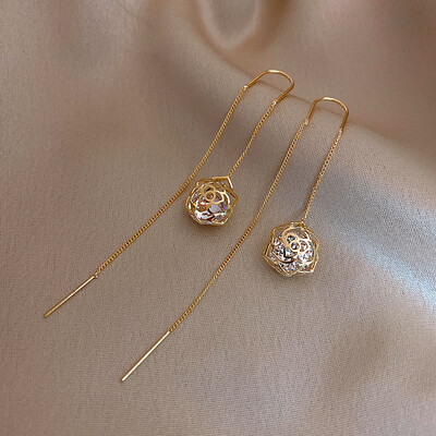 LATS Trend Long Wire Tassel Thread Chain Climb Star Heart Beads Pendants Drop Earrings γυναικεία ίσια κρεμαστά σκουλαρίκια Κοσμήματα