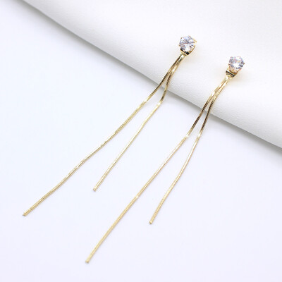 LATS Trend Long Wire Tassel Thread Chain Climb Star Heart Beads Pendants Drop Earrings γυναικεία ίσια κρεμαστά σκουλαρίκια Κοσμήματα