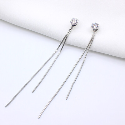 LATS Trend Long Wire Tassel Thread Chain Climb Star Heart Beads Pendants Drop Earrings γυναικεία ίσια κρεμαστά σκουλαρίκια Κοσμήματα