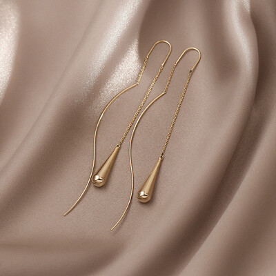LATS Trend Long Wire Tassel Thread Chain Climb Star Heart Beads Pendants Drop Earrings γυναικεία ίσια κρεμαστά σκουλαρίκια Κοσμήματα