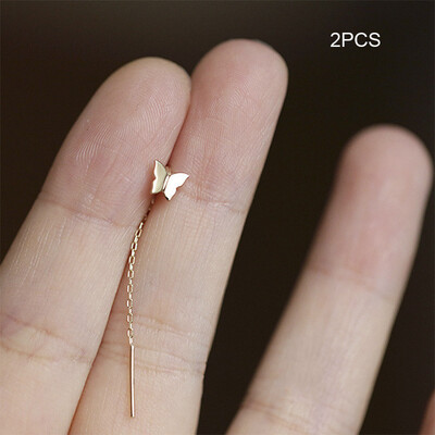 LATS Trend Long Wire Tassel Thread Chain Climb Star Heart Beads Pendants Drop Earrings γυναικεία ίσια κρεμαστά σκουλαρίκια Κοσμήματα