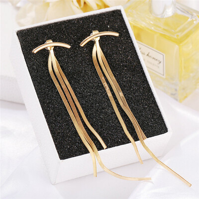 LATS Trend Long Wire Tassel Thread Chain Climb Star Heart Beads Pendants Drop Earrings γυναικεία ίσια κρεμαστά σκουλαρίκια Κοσμήματα
