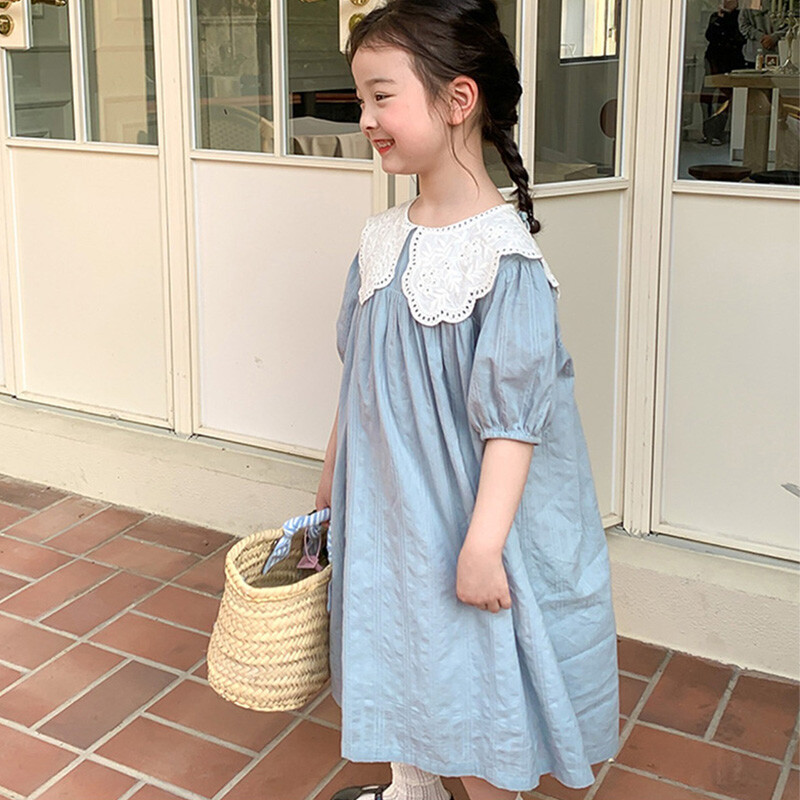 Tüdrukute armas kleit, suvine laste pits-revääriga vabaajakleit beebikleit lastele armas ja elegantne temperamendiga printsessi kleit