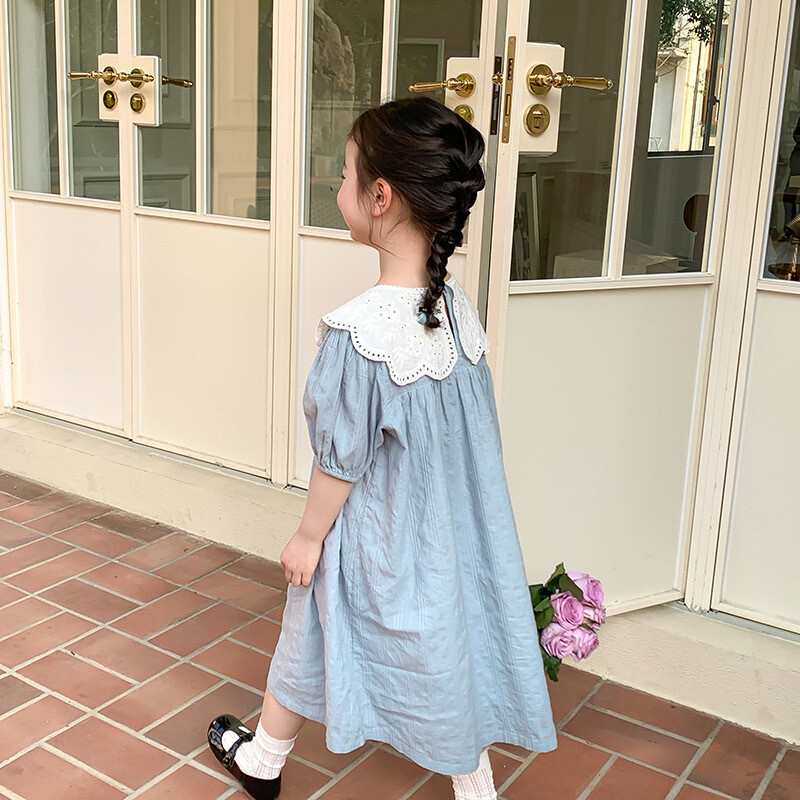 Tüdrukute armas kleit, suvine laste pits-revääriga vabaajakleit beebikleit lastele armas ja elegantne temperamendiga printsessi kleit