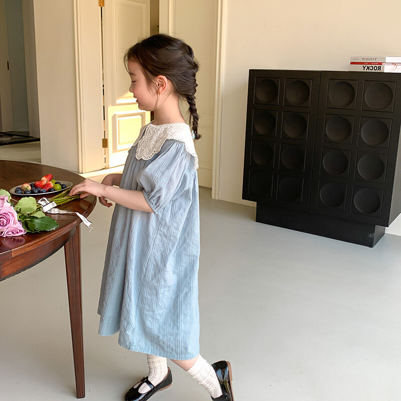 Tüdrukute armas kleit, suvine laste pits-revääriga vabaajakleit beebikleit lastele armas ja elegantne temperamendiga printsessi kleit