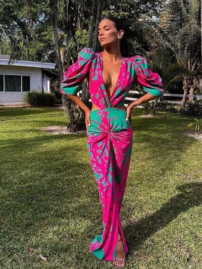 Seksikad elegantsed sügava V kaelusega pikad kleidid naiste rihmaga 2024. aasta suvepeokleit Naiste pidulik kleit rannariided naiste riided