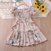 Huumorikarutüdrukute kleit 2023. aasta suvine uus puhvis varrukatega lillega printsessikleit, armsad väikelapse riided 2-6 a.