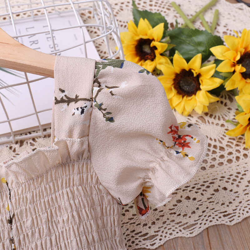 Huumorikarutüdrukute kleit 2023. aasta suvine uus puhvis varrukatega lillega printsessikleit, armsad väikelapse riided 2-6 a.