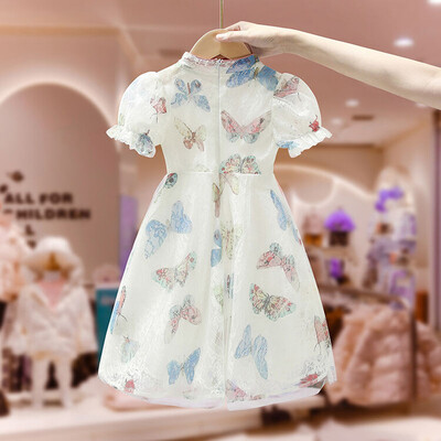 Tüdrukute Summer Butterfly mustriga kleit Hanfu printsessi kleit lastele vanuses 5-10 Baby Gir vabaajarõivad
