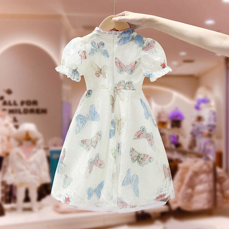 Tüdrukute Summer Butterfly mustriga kleit Hanfu printsessi kleit lastele vanuses 5-10 Baby Gir vabaajarõivad
