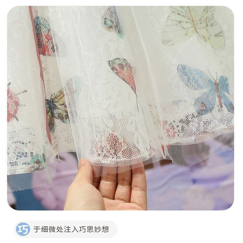 Tüdrukute Summer Butterfly mustriga kleit Hanfu printsessi kleit lastele vanuses 5-10 Baby Gir vabaajarõivad
