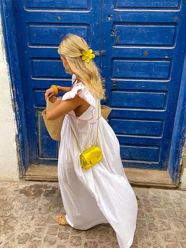 Naiste avara trükiga lendavate varrukatega kleit Naiste moodne V-kaelusega volangidega pikad kleidid 2024. aasta uued naiste suvised pühademantlid ﻿