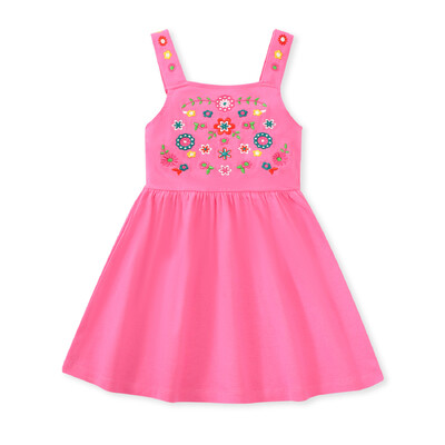 Little Manven Vasarinė Suknelė Mažiems Kūdikiams Drabužiai Mergaitėms Medvilnė Violetinė Siuvinėjimas Gėlės Berankovė Suknelė Vaikiški Drabužiai