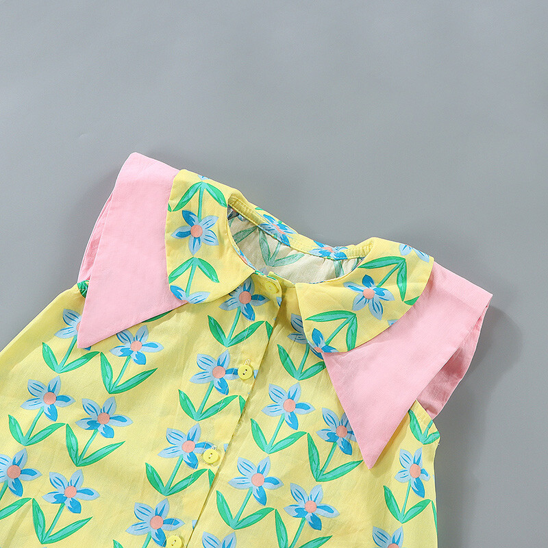 Bowknot Beebikleit Lilleprintidega lastele Printsess Vestidos Riided Suvised väikelapsed Lasteriided Puuvillased imikute kleidid 2-8a