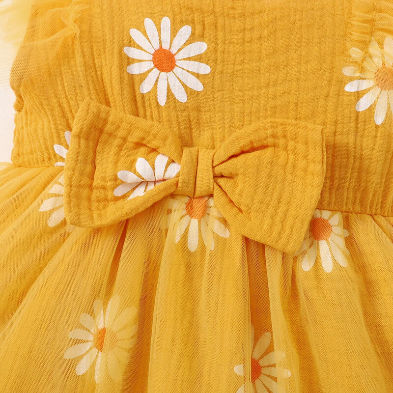 Lastele mõeldud suvine kleit tüdrukutele lilleprintidega varrukateta pitsist seelikud kaarega Armas printsesskleit lastele 1-5-aastastele tüdrukutele