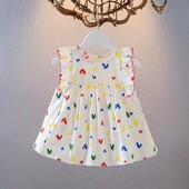 Uus ebaregulaarne armastustrükiga puuvillane kleit tüdrukutele on armas suvine A-kujuline kleit, mis sobib lastele vanuses 0-5 ja vastsündinutele
