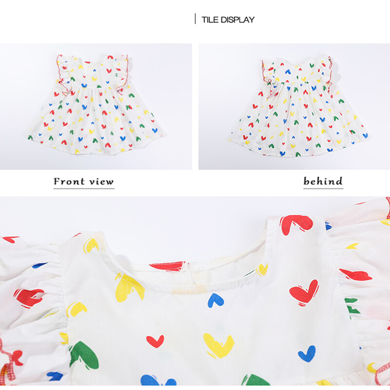 Uus ebaregulaarne armastustrükiga puuvillane kleit tüdrukutele on armas suvine A-kujuline kleit, mis sobib lastele vanuses 0-5 ja vastsündinutele