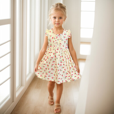 Mergaičių vasarinė suknelė vyšninio rašto suknelės mergaitėms laisvalaikio stiliaus vaikiškos suknelės paauglių kostiumai mergaitei 6 8 10 12 14