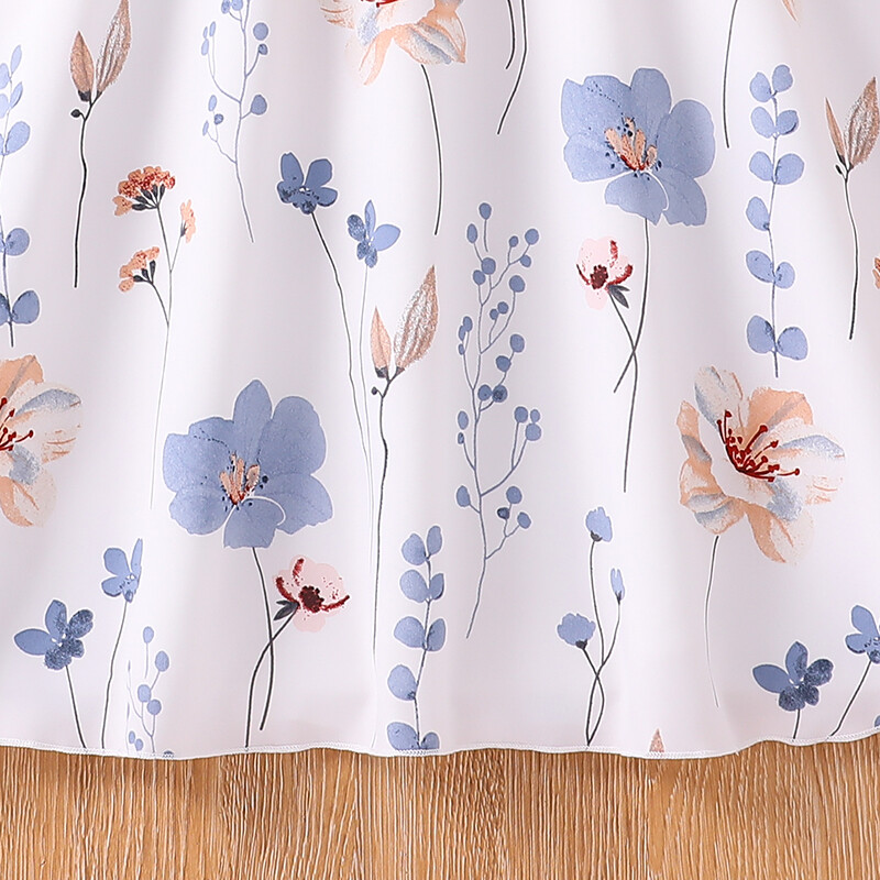 Lastekleit 8–12-aastastele tüdrukutele, valge kaelusega varrukateta lilleline kleit ja vöö Elegantne rannapuhkuse lasteriided