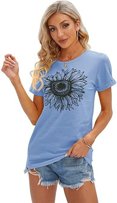 Euroopa ja Ameerika piiriülene 3DT särk, naiste vabaaja väliskaubandus uus suvine lihtsa mustriga prindiga ümarkaelusega T-särk