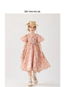 παιδικό φόρεμα γιορτινού στυλ για κορίτσια Κομψό Παιδικό Καλοκαιρινό σιφόν Παιδικό Flower Puff κοντομάνικο φόρεμα μπάλα πριγκίπισσα