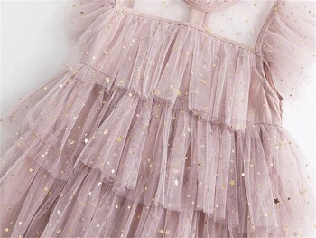 Sequin Baby Girls Summer Dress 3 6 8 χρόνων βολάν Κομψό φόρεμα πριγκίπισσας για πάρτι γενεθλίων Casual κορίτσι από τούλι Παιδικό φόρεμα με στρώσεις