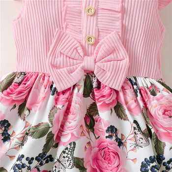 Φόρεμα για κοριτσάκι 1-5 ετών Fly Sleeve Flowers A- Line Princess Dress Παιδικό Καλοκαιρινό υπέροχα καθημερινά γιορτινά φορέματα για παιδιά Gir