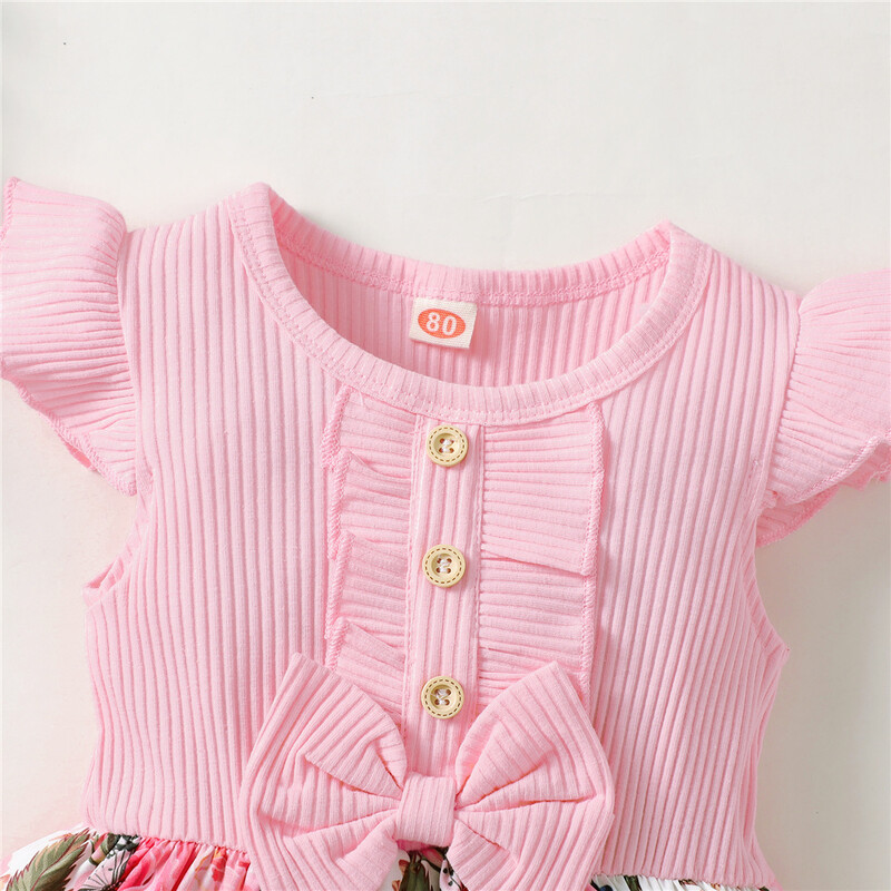 1-5-aastastele väikelastele mõeldud tüdrukute kleit kärbsega varrukatega lillede A-joonega printsesskleit lastele suvine armas igapäevane pühadekleit lastele tüdrukule