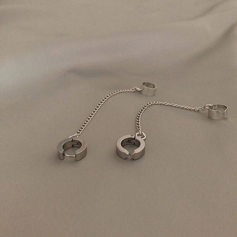 LATS 1 bucată de cercei cu clemă pentru urechi, din oțel inoxidabil, fără durere, pentru bărbați, femei, punk, culoare argintie, cercei falși fără piercing, bijuterii, cadouri