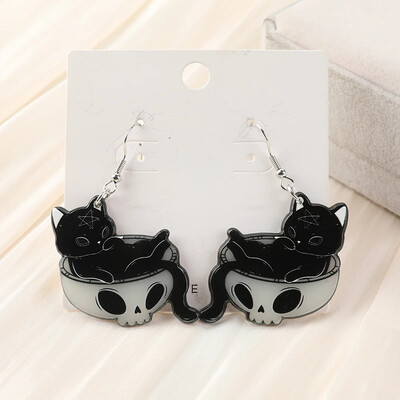 1paar naiste rippuvad kõrvarõngad loominguline akrüülvärviga helendav pimedas kallistus kasside ehted tüdrukule sünnipäevaks sünnipäevakingitus