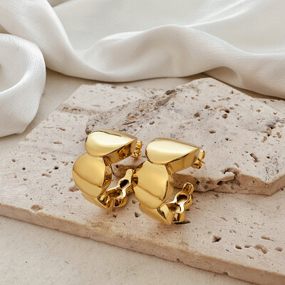 Moodsad läikivad roostevabast terasest paksud kõrvarõngad naistele kullatud paksu tekstuuriga geomeetrilise ringiga kõrvarõngad vanaaegsed ehted