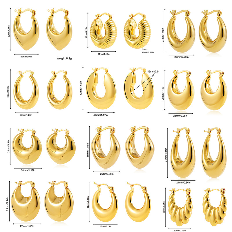 Moodsad läikivad roostevabast terasest paksud kõrvarõngad naistele kullatud paksu tekstuuriga geomeetrilise ringiga kõrvarõngad vanaaegsed ehted