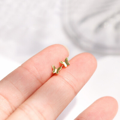 Cercei tip inimă cu inimă de fluture, placat cu argint, de culoare aurie, pentru femei, piercing pentru ureche, Helix, Helix, Tragus, cadou