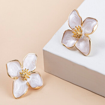 Σκουλαρίκια Obega Flower Stud Pink White Flowers Γυναικεία σκουλαρίκια μετά την άνοιξη καλοκαίρι Νέα μοντέρνα χαριτωμένα κοσμήματα για κορίτσια