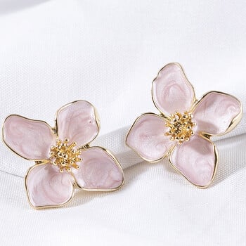 Σκουλαρίκια Obega Flower Stud Pink White Flowers Γυναικεία σκουλαρίκια μετά την άνοιξη καλοκαίρι Νέα μοντέρνα χαριτωμένα κοσμήματα για κορίτσια