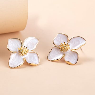 Obega lillekõrvarõngad, roosad valged lilled, naiste kõrvarõngad pärast kevadsuvi uued trendikad tüdrukud armsad ehted