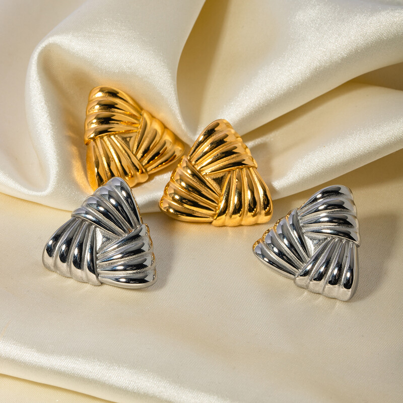 Uworld geometrijske teksture trokutaste metalne naušnice od nehrđajućeg čelika visoke kvalitete vodootporne modne trendi dame poklon za Valentinovo