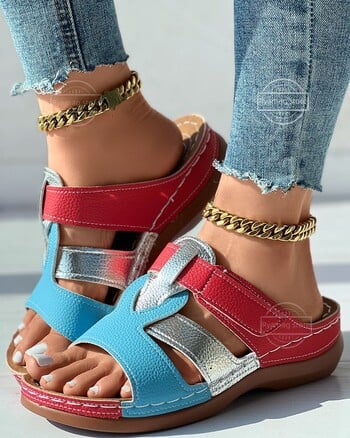 Παντόφλες Γυναικεία Colorblock Open Toe Πλατφόρμα Καλοκαιρινή Γυναικεία Wedge Σανδάλια Vintage Casual Γυναικεία Slip on Platform Παντόφλες