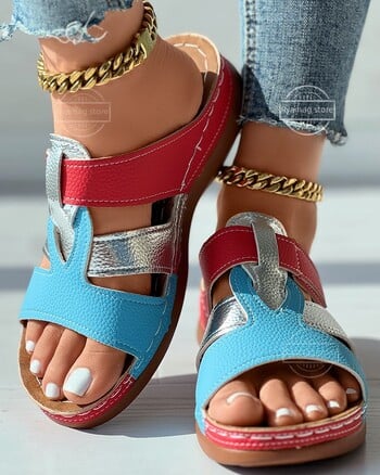 Παντόφλες Γυναικεία Colorblock Open Toe Πλατφόρμα Καλοκαιρινή Γυναικεία Wedge Σανδάλια Vintage Casual Γυναικεία Slip on Platform Παντόφλες