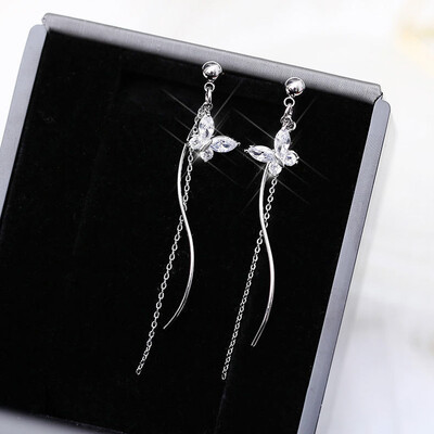 Sjajne kristalne cirkonske duge naušnice s nitnama za žene Geometrijske viseće naušnice s resicama Modni party Vintage nakit s privjescima
