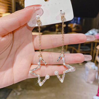 Sjajne kristalne cirkonske duge naušnice s nitnama za žene Geometrijske viseće naušnice s resicama Modni party Vintage nakit s privjescima