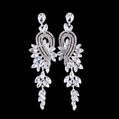 Sjajne kristalne cirkonske duge naušnice s nitnama za žene Geometrijske viseće naušnice s resicama Modni party Vintage nakit s privjescima