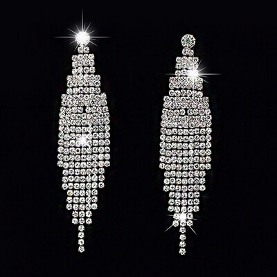 Sjajne kristalne cirkonske duge naušnice s nitnama za žene Geometrijske viseće naušnice s resicama Modni party Vintage nakit s privjescima