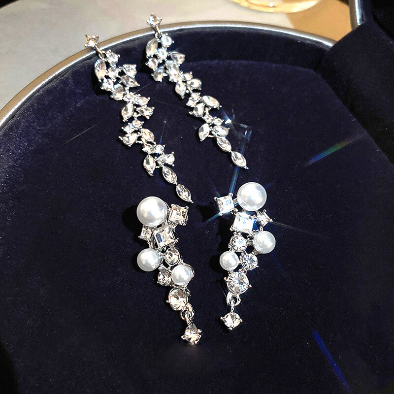 Sjajne kristalne cirkonske duge naušnice s nitnama za žene Geometrijske viseće naušnice s resicama Modni party Vintage nakit s privjescima