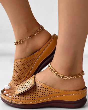 Παντόφλες γυναικείες Peep Toe Hollow Out Wedge Γυναικεία καλοκαιρινά σανδάλια Hollow Out Open Toe Wedges Heel Beach Καθημερινά σανδάλια για γυναίκες