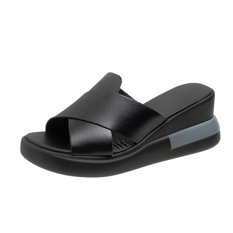 2024. Kožne ženske papuče Ležerne dnevne kućne ravne cipele Ljetne cipele za ženske platforme 2024. Nova ženska obuća Vel. 34-39