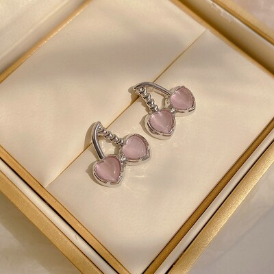 Vintage roosad kristallist kõrvarõngad naistele Y2K Bowknot kõrvarõngad Korea mood armsad armsad ripatskõrvarõngad aksessuaarid ehted